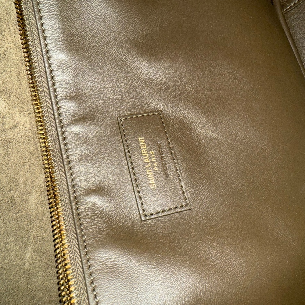 Saint Laurent Taupe Shoulder Bag with Gold Accent - Picture 10 of 11
